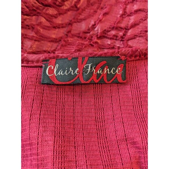 Vintage Claire France Womens Plus 3X Textured Tunic Top Attached Neckline Brooch - Picture 6 of 7